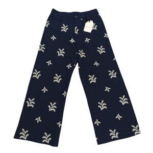Navy & White Wide-Leg Embroidered Pants By Elie Tahari  Womens Size M. NWT.